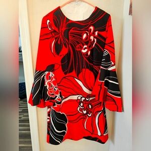 Floral Red and Black Women's Dress- Worn Once